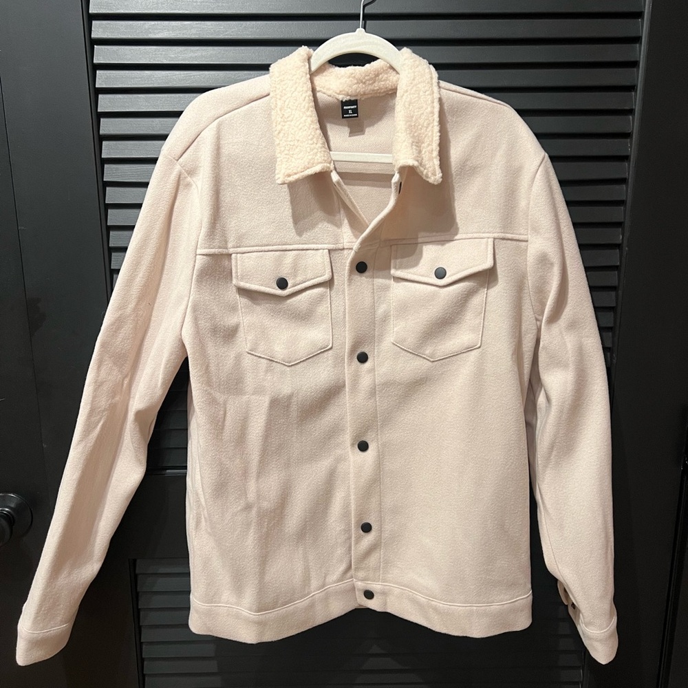 Men's Cream Sherpa-Lined Jacket